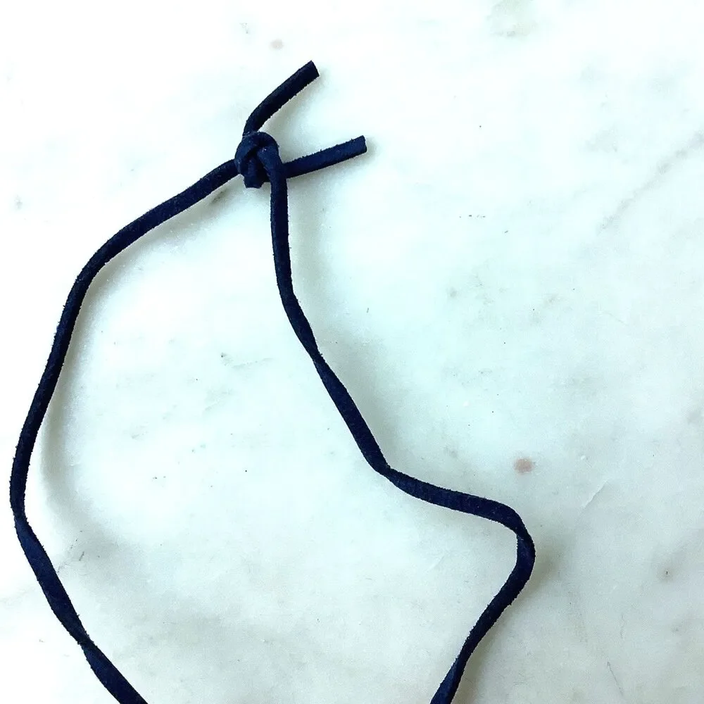 Cobalt Blue Glass Pendant Teardrop Beads Artistic Cord Necklace
